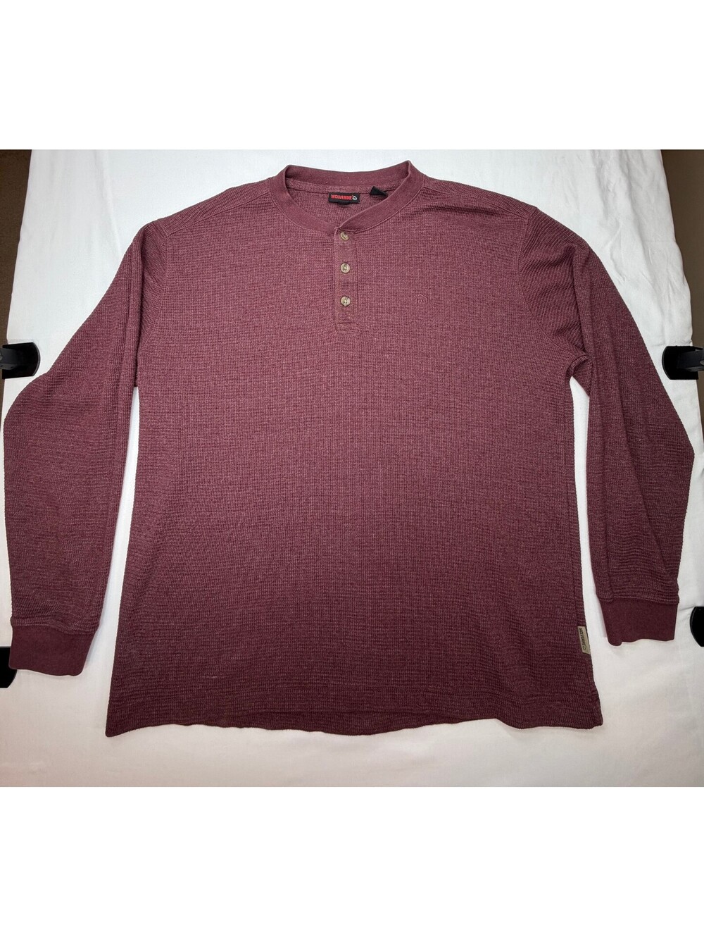 Wolverine Men's Henley Sweater Waffle-Knit Long Sleeve Pullover Size XL Brown
